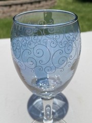 STUNNING Pair Of Blue Cristalleria Fratelli Fumo Wine Glasses Hand Made Italy