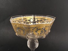 Antique Venetian Gold Gilt & Enameled Coupe Glasses by Salviati of Murano Italy