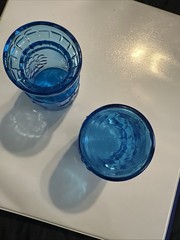 Wheaton Glass Blue Juice Glasses Four Seasons Tooth Pick Holder