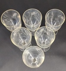 Vintage Wheat Etched Water Glasses Noritake Sasaki 6 pc Set Holds 8-10 fl oz