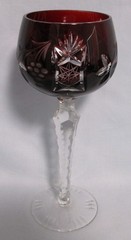 Imperial Crystal 519 Cut to Clear Ruby 7 5/8″ Wine Hock Stem Goblet Traube
