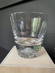 Edo Glass Mt. Fuji Glass, original Wooden Box, Beautiful and Perfect Condition 