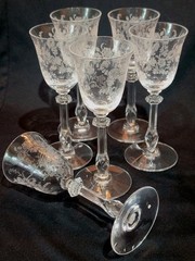 6 Tiffin Franciscan RAMBLING ROSE 5 1/2″ Stems Cordials Liquor Wine Glass