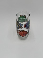 Colorful Tropical Fish Drinking Glass – Vintage Ocean Theme Barware Aquarium Art