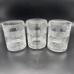 Ralph Lauren Crystal Glen Plaid Double Old Fashioned Glasses 4 inch Set Of 3