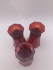 MCM Octagonal Ruby Amber Yellow Cadmium Orange Gothic Viking Water Goblets Set