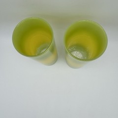 VTG Blendo Bermuda Twist Lemon Lime Glasses Yellow Green Collins Tumblers (2)