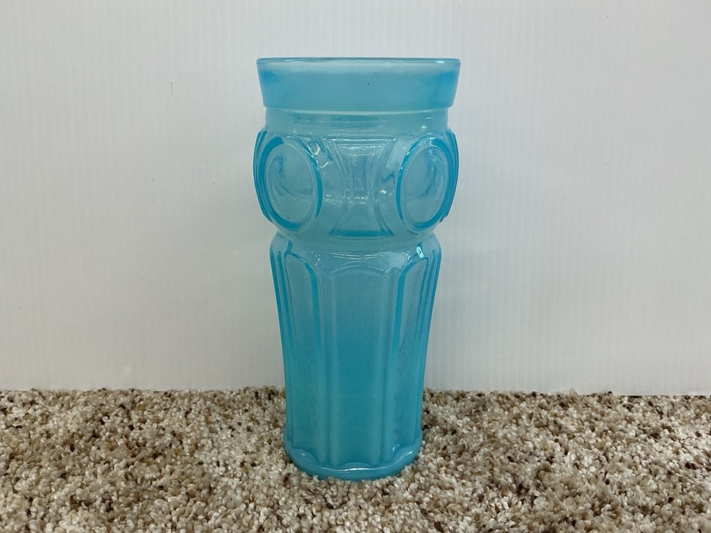 Vintage 1960s Wheaton Bullseye Opalescent Blue 6.75″ Glass Tumbler