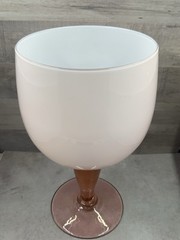 Vintage Carlo Moretti Murano Cased White Pink Blush Wine Glass 10” Italy