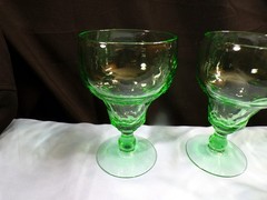 Set of 6 Fenton Green Glass Georgian Water Goblets