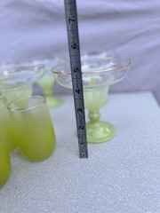 Large Blendo Lime Green Barware Set With Gold Rim 15 pieces Tumblers Cruets etc