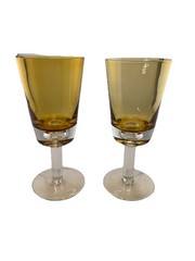 Winterthur Jewel Tone Amber Water / Wine goblets, handblown, set of 2