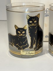 Vintage MCM Culver CATS #024 Double Old Fashioned Glasses Set OF 4 22k Gold Trim