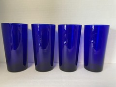 MCM Set of 4 Libbey FLARE COBALT BLUE 17.25 OZ Glass Tumbers