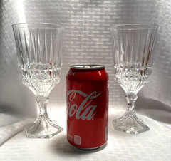 FOSTORIA HERITAGE PAIR OF WATER GLASSES CLEAR CRYSTAL AMERICAN HEX FOOT