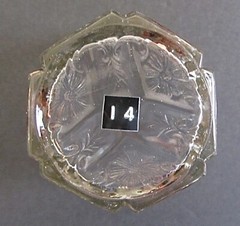 ANTIQ EAPG JEFFERSON #271 CRYSTAL w/ROSE & GOLD FLOWERS ON ALTERNATE PANELS~4.25