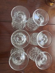 Vtg Indiana Glass Whitehall Clear Cubist Footed Iced Tea Water Glass Set Of 6