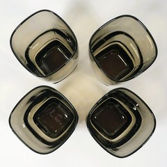 Libbey Carrington Tawny Smoke 6 1/8” Tumblers Weighted Square Bottom Set of 4