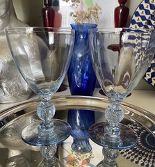 2 VTG Aurora Moonlight Blue 6-1/4» Water Goblet Cambridge Optic Crystal Glasses