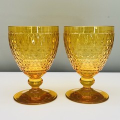 Lot 4 VILLEROY & BOCH BOSTON Amber GOBLETS XL Wine Water Sangria GLASSES 5.50″