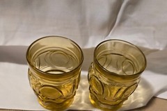 Bulls Eye Tumbler Glasses Amber Set of 2 10 oz Each