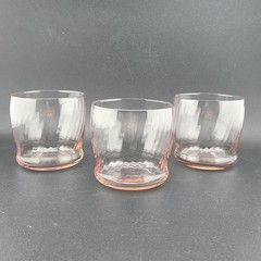 Vintage Wheaton SYMPHONY Pink Optic Swirl Rocks Glasses Vintage MCM Ribbed 10 Oz