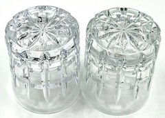 TWO STYLISH ATLANTIS CRYSTAL VIANA DOUBLE OLD FASHIONED GLASSES; EXCELLENT COND