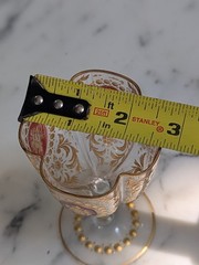 Antique Moser Bohemian Red Stained Crystal Glass 24K Gold Gilt Wine Goblet Cup