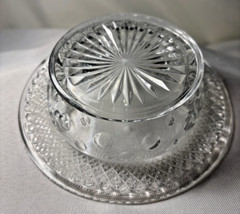5.5x 1.5″ Pressed glass with dots and large rim candy, trinket nut dish (D113)