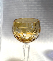 BEYER VINEYARD PAIR CORDIALS TOPAZ & COBALT BLUE CUT TO CLEAR CRYSTAL BOHEMIAN