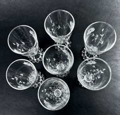 7 Berwick Boopie Cut Rose Juice Goblets 4oz Anchor Hocking VTG Rare USA 7pc