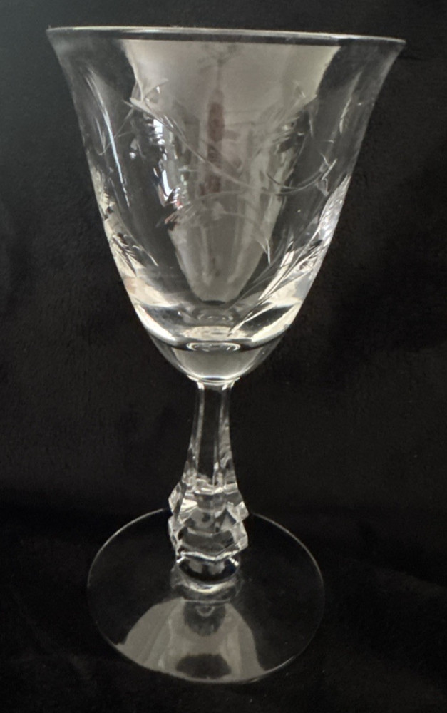 Crystal Tiffin Franciscan Lenox Rhodora 17477 -5.5” Cut Leaves Claret Wine Glass