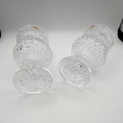 Finland iittala Ultima Thule Cordial Shot Glass Tapio Wirkkala ~3.75″ Set of 2