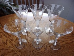 Etched Champagne Wine SC2541 Dunbar Fancy Cut Stem Etched Foot – Set of 6