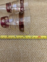 2 Pier 1 l’amour Hand BLOWN CHAMPAGNE Hollow stem flutes Cranberry/Gold Romania