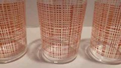Set of 4 Mid Century Pink & Black Design 5″ Tall x 2.5″ Diameter Perfect