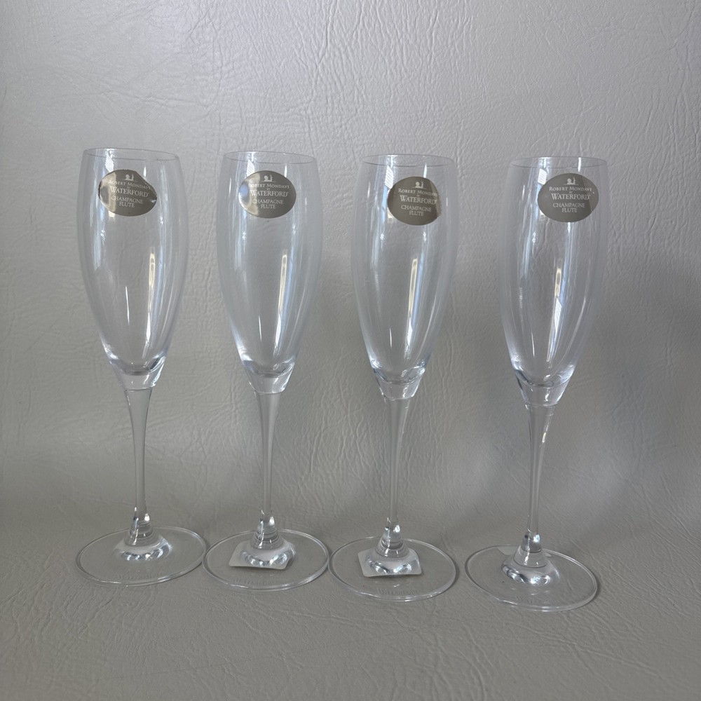 Robert Mondavi Waterford Champagne Flute Glasses Lot Of 4