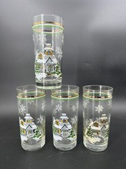 4pcs Winter Cottage Snow Vintage Luminarc Christmas Tumblers Holiday Style