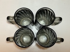 Set Of Four Vintage LIBBEY Optic Swirl Smoke Black Beer Mugs