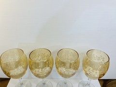 Italian Cristalleria Fratelli Fumo Etched Wine Glasses 8oz Italy Set Of 4