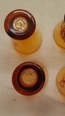 Amber Floral Decorated Cordial Glass Set Round Glossy Finish Japan Four-Piece