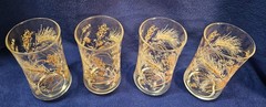Set of 4 Vintage 1970’s Libbey Wheat Pattern 10 oz. Glass Tumblers