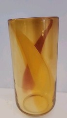 Vintage Handblown Tumbler Drinking Glass Tall Amber