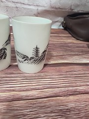 4 Fukagawa Arita Landscape #903 Small Tumbler Glasses 3.75 in New Old Stk Lot3