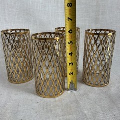 Vtg MCM Set 4 Glasses Sekai Ichi Gold By Imperial Glass Old Fashioned Tumbler