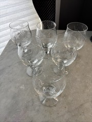 Crystal Ball Stem brandy/cognac Snifters 5(6) Etched Vintage