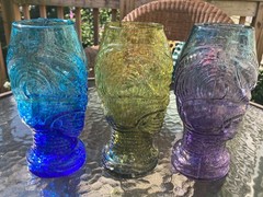 Andrew Iannazzi Art Glass Head Hunter Tiki Highball Glasses Mugs Handcrafted (3)