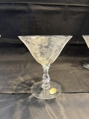 8 Vintage CAMBRIDGE Elegant ROSE POINT Low Sherbet Glasses 1 w/Original Sticker!