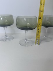 Vintage Sasaki Green Smoke Coronation Cocktail Martini Crystal Glasses