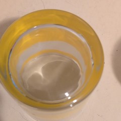 Morgan Set of 2 Yellow/White Striped Clear Glass Tumbler Glasses